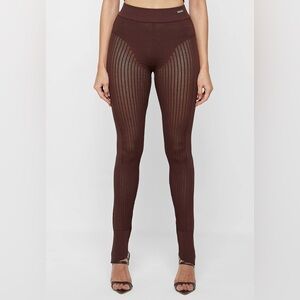 Manière De Voir  Knitted High Waisted Leggings - Brown Size XS NWT Brand New
